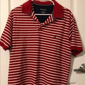 Nautica men’s M red and white stripe polo